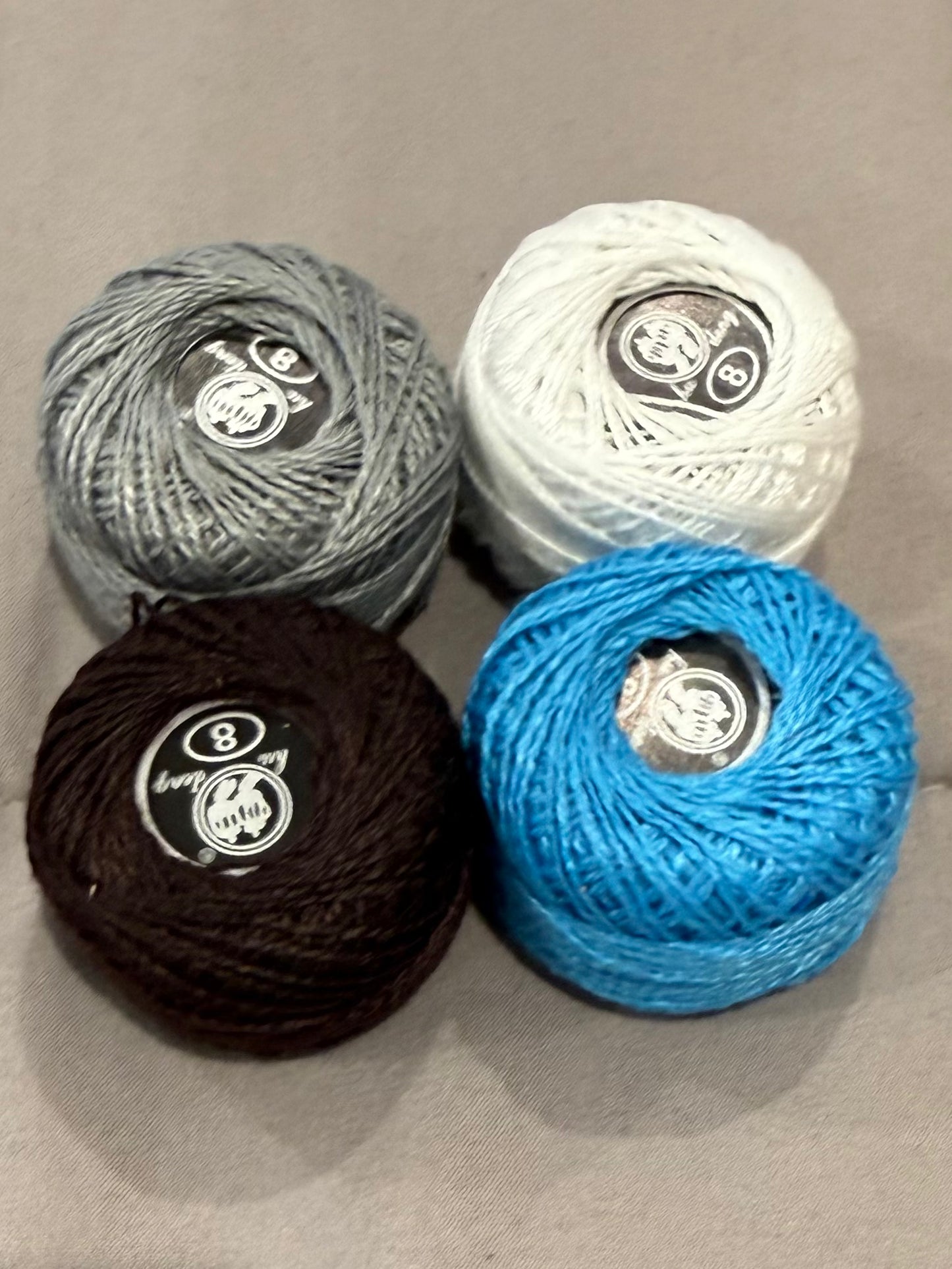 Cotton Thread - Spool x 4 - Black, Blue, Grey and White