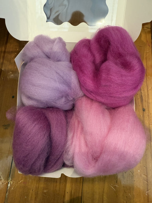 Needle Felting Corriedale Pack - Pinks