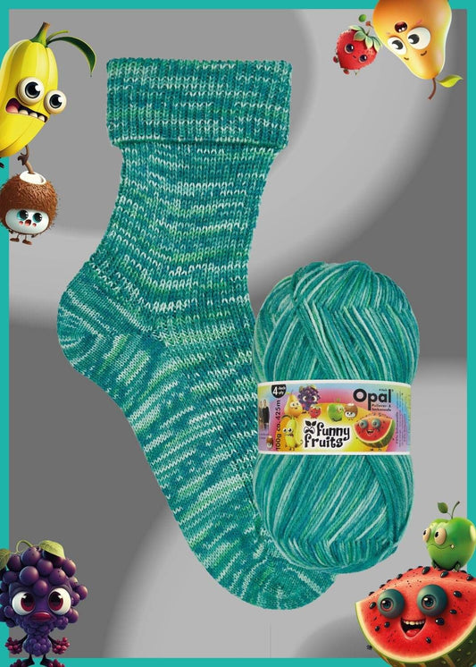 Opal Funny Fruits, fingering/4ply, 100gm - Crispy Kiwi - 11412