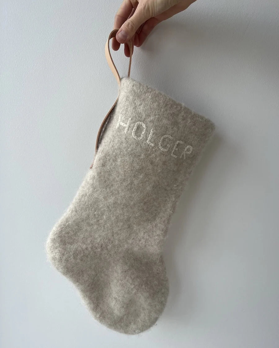 Leather Strap for Xmas Stocking - Tan - PetiteKnit