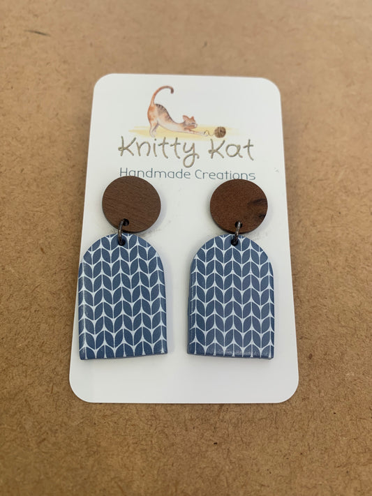 Knitty Kat - Knit Arch Earrings - Blue