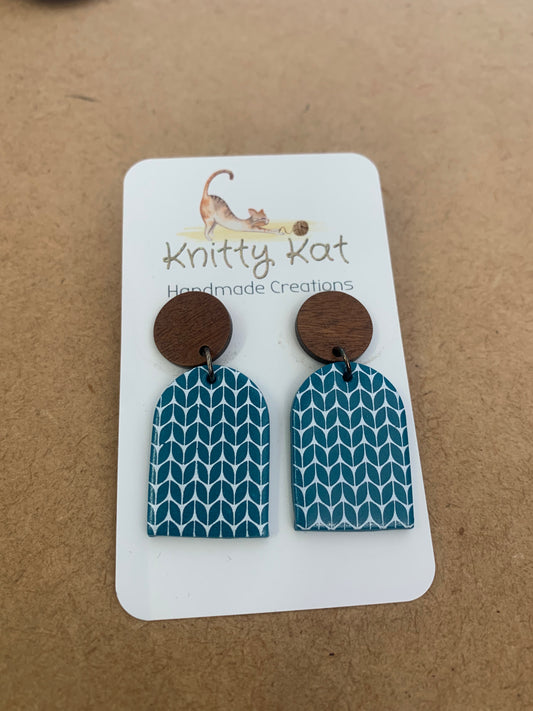 Knitty Kat - Knit Arch Earrings - Teal