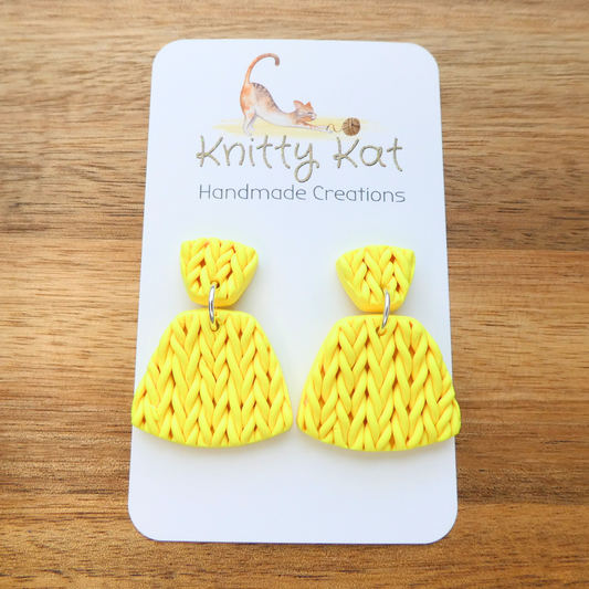 Knitty Kat Retro Earrings - Yellow