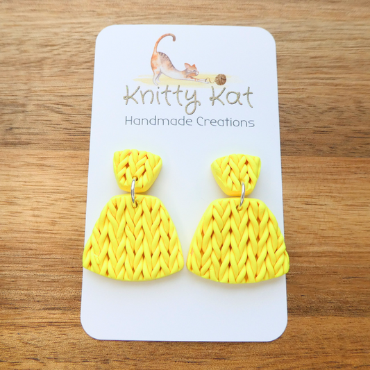 Knitty Kat - Retro Earrings - Yellow