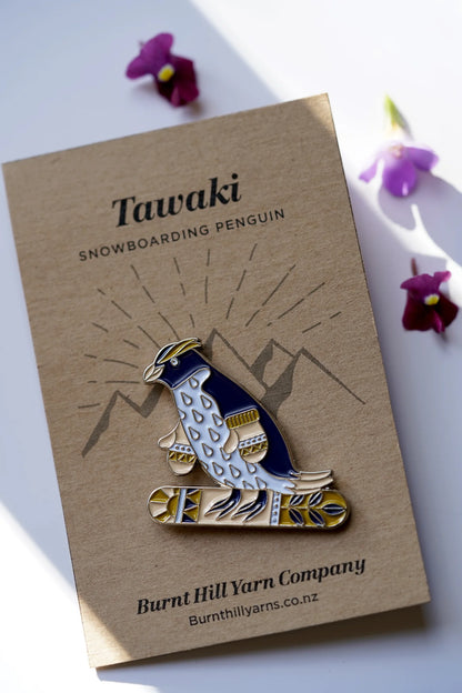 Burnt Hill Yarn Company - Tawaki Snowboarding Penguin Pin