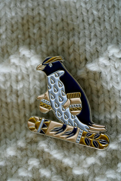 Burnt Hill Yarn Company - Tawaki Snowboarding Penguin Pin