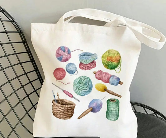 Tote Bag - Knitting Print