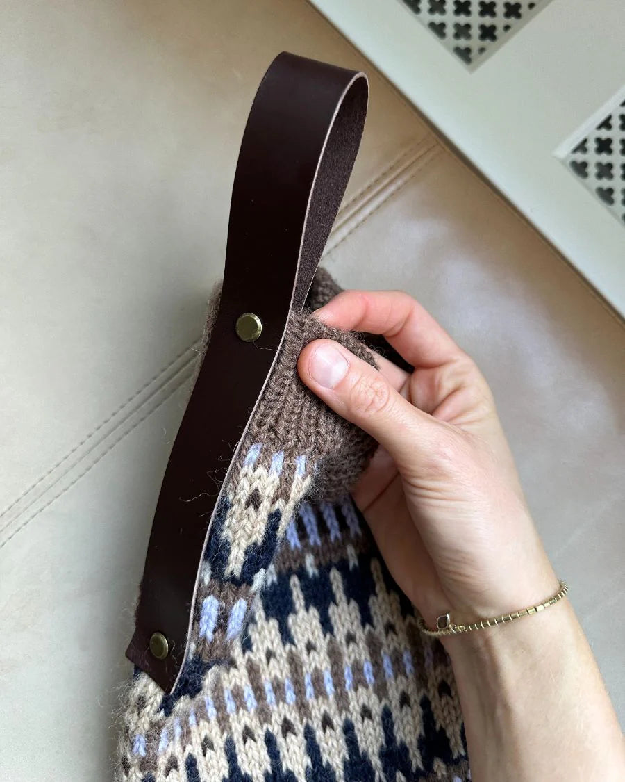 Leather Strap for Xmas Stocking - Dark - PetiteKnit