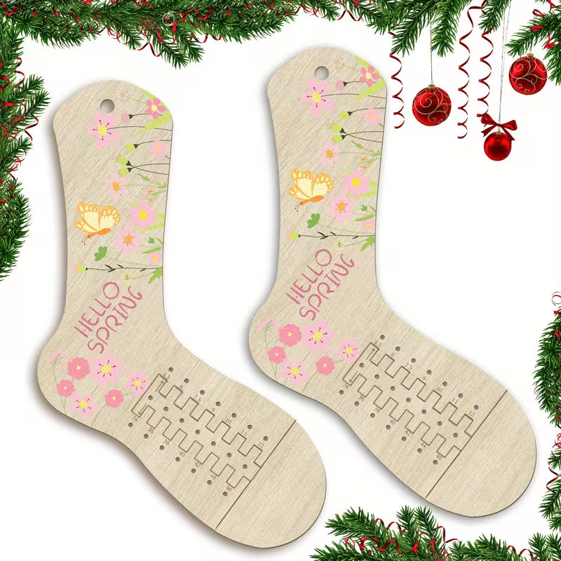 Sock Blockers - Wooden (pair) - Flowers and Butterflies