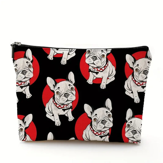 Knitting Notions Pouch - Black and White Frenchies