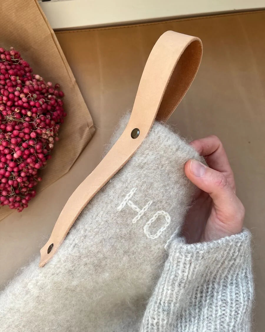 Leather Strap for Xmas Stocking - Tan - PetiteKnit