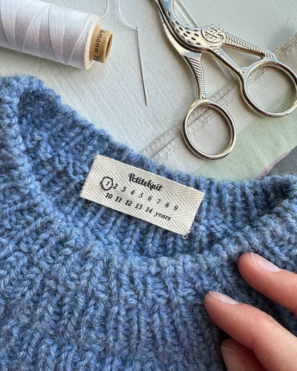 Garment Label - with childrens sizes - PetiteKnit