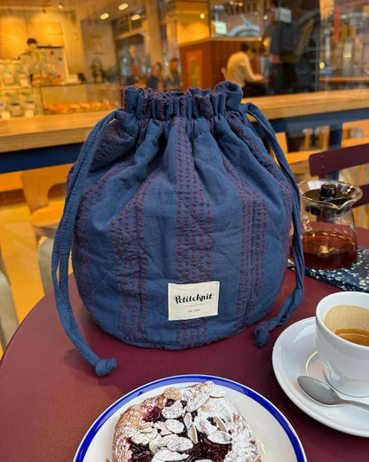 Knitters Striped Project Bag - Night Shadow - PetiteKnit