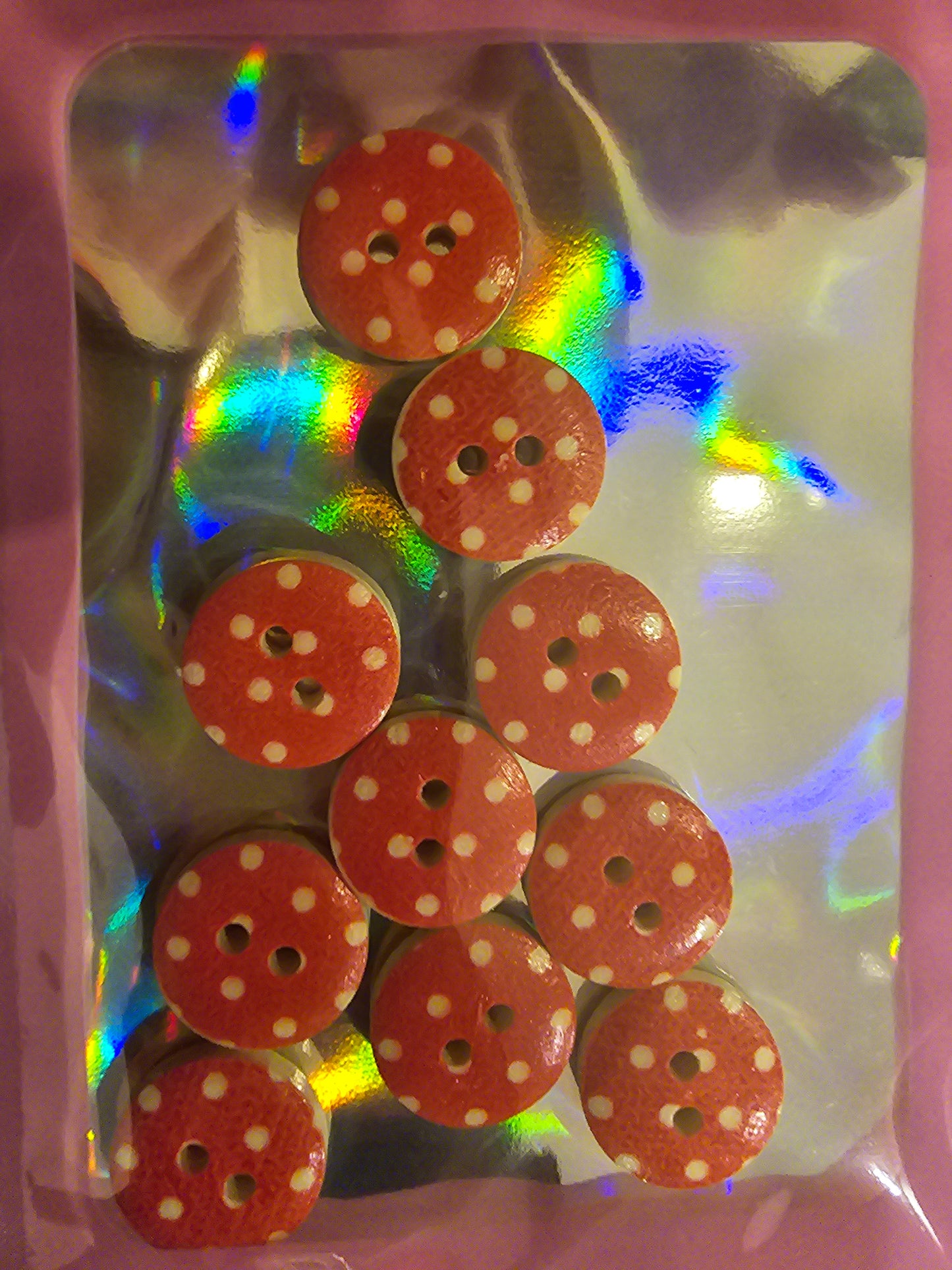 Buttons - Red Spots - 15mm x 10