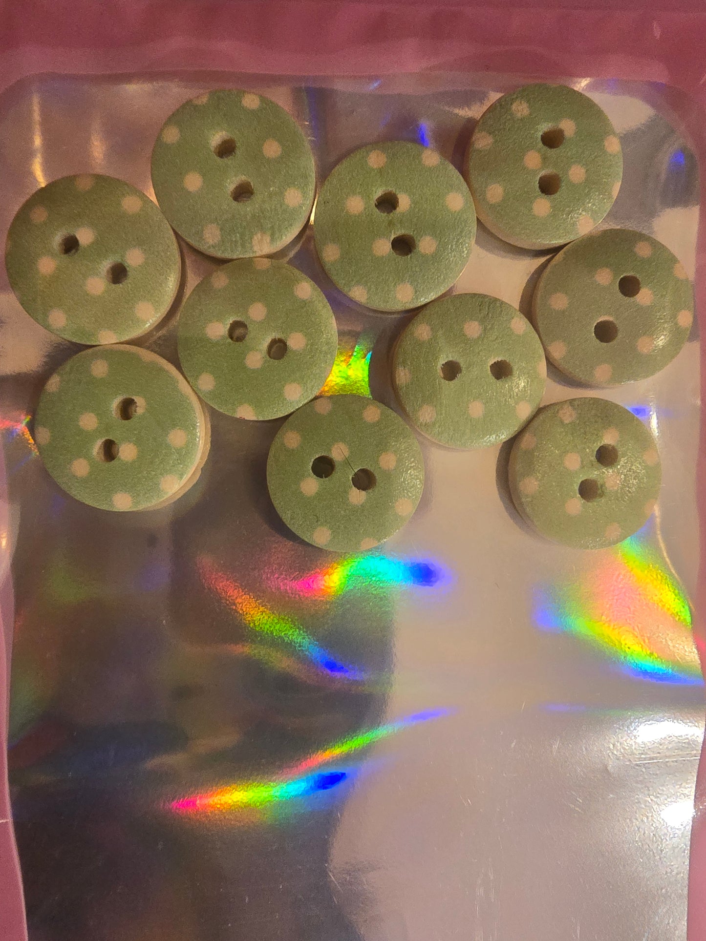 Buttons - Sage Spots - 15mm x 10