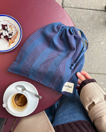 Knitters Striped String Bag - Night Shadow - PetiteKnit