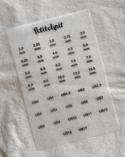 Knitting Needle Case Labels - Iron On - PetiteKnit
